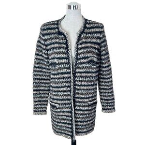 Isabel Marant Barney Bouclé Striped Long Cardigan Sweater Cardi Coat‎ Sz 42